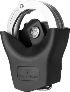 GUN & FLOWER Heavy-Duty Polymer Handcuff Case | Secure Holder for Hinged & Chain Cuffs, Fits 1.5"-2.0" Duty Belt, Quick Access, Not Fit ASP