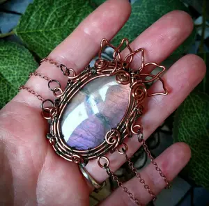 "Padma" wire wrapped lotus Labradorite choker necklace