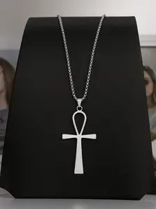 1piece of Egyptian Ankh cross zinc alloy necklace pendant, unisex, life cross symbol necklace jewelry necklace Minimalist chain necklace