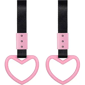 2PCS Heart Shaped Car Handle Straps – Drift Charm Rear Bumper Warning Ring, Cute Interior & Exterior Decor