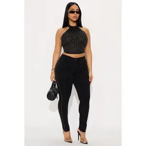 FASHION NOVA Women's Studded Skinny Jeans - Black FASHION NOVA Women's Studded Skinny Jeans - Black