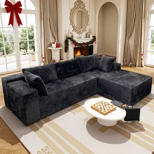 [Memorial Day Gift]104"L-Shaped boneless sectional couch，Modular cloud couches with chaise lounges,Deep seat,Corduroy fabric,NoAssembly Required,For Living Room Bedroom Apartment,Free Combination,Modern Upholstered Sofa summervibes