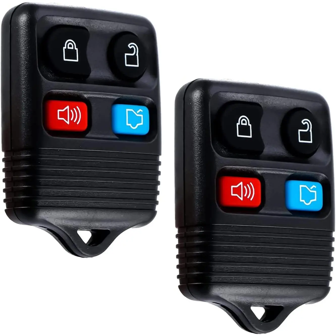 Ergonomic 4-Button Keyless Entry Key Fob Replacement Multipack - 2 Complete Spare Fobs (4 in & above, 2x CR2302, 314hz, 4.3x3.9x0.7in) with Lock/Unlock, Fit for Ford Escape,Focus,Fusion,Mustang,Taurus,Explorer,Lincoln,Mercury (CWTWB1U345)