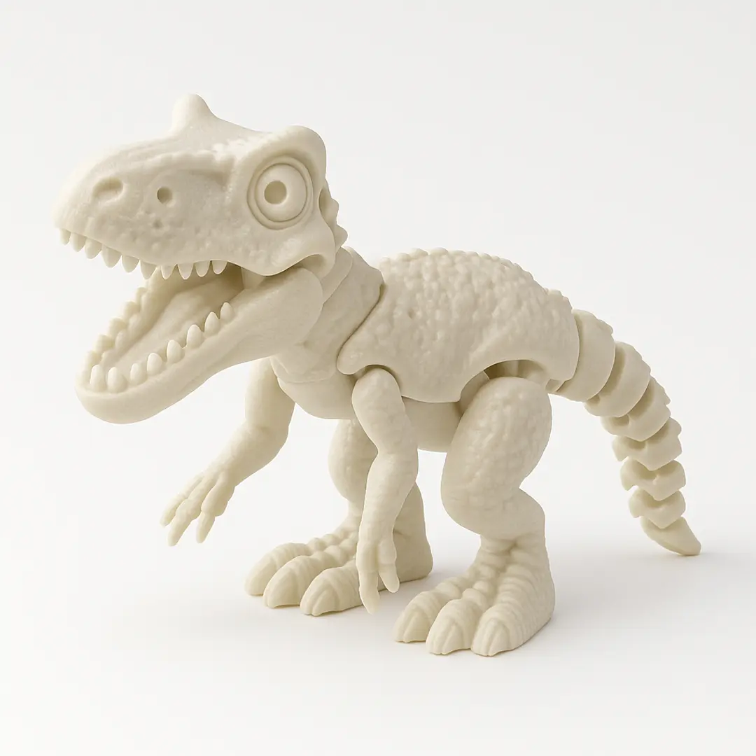 Fossil T-Rex Figurine - Bone White Fully Movable Dinosaur Skeleton, Spooky Season Halloween Desk Decor, Museum Look Dino Gift, Companion