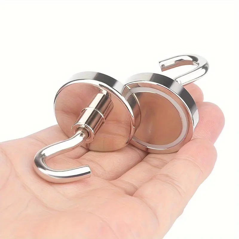 10pcs Polished Metal Magnetic Heavy Duty Adjustable Hooks – Strong Adhesion, No-Drill, Multipurpose Use for Kitchen, Refrigerator, and Various Metal Surfaces, Multifunctional Hook