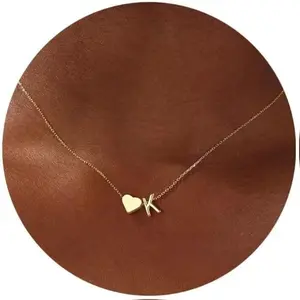 Gold Heart Initial Necklace for Women Teen Girls - 18K Gold Plated Letter A-Z Pendant Necklace Dainty Heart Necklaces Tiny Initial Necklaces Birthday Gifts for Women Jewelry