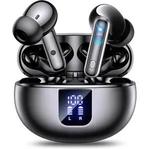 Wireless Earbuds ANC&ENC Bluetooth 5.4 Earphones in Ear Transparency Mode Ear Buds with Dual Noise Cancelling Mic, Deep Bass Stereo Sound, LED Display 36H Playtime Wireless Headphones IP7 Waterproof