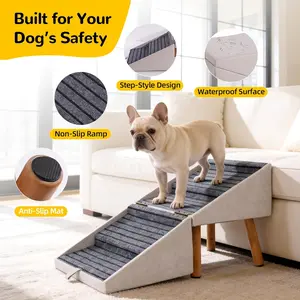 New pet dog climbing ladder ramp bedside table wooden slope steps non-slip dog stairs 2-in-1