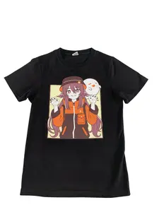 Suugr Studio Shirt Mens Small Black Anime Girl Ghost Halloween Graphic Tee Top