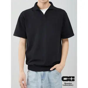 【5.10 Coming Soon】Monster Lab Men's Knit Polo Shirt, Short Sleeve Collared Tee, Relaxed Fit, Soft Lightweight, Classic Minimalist Casual Style #757