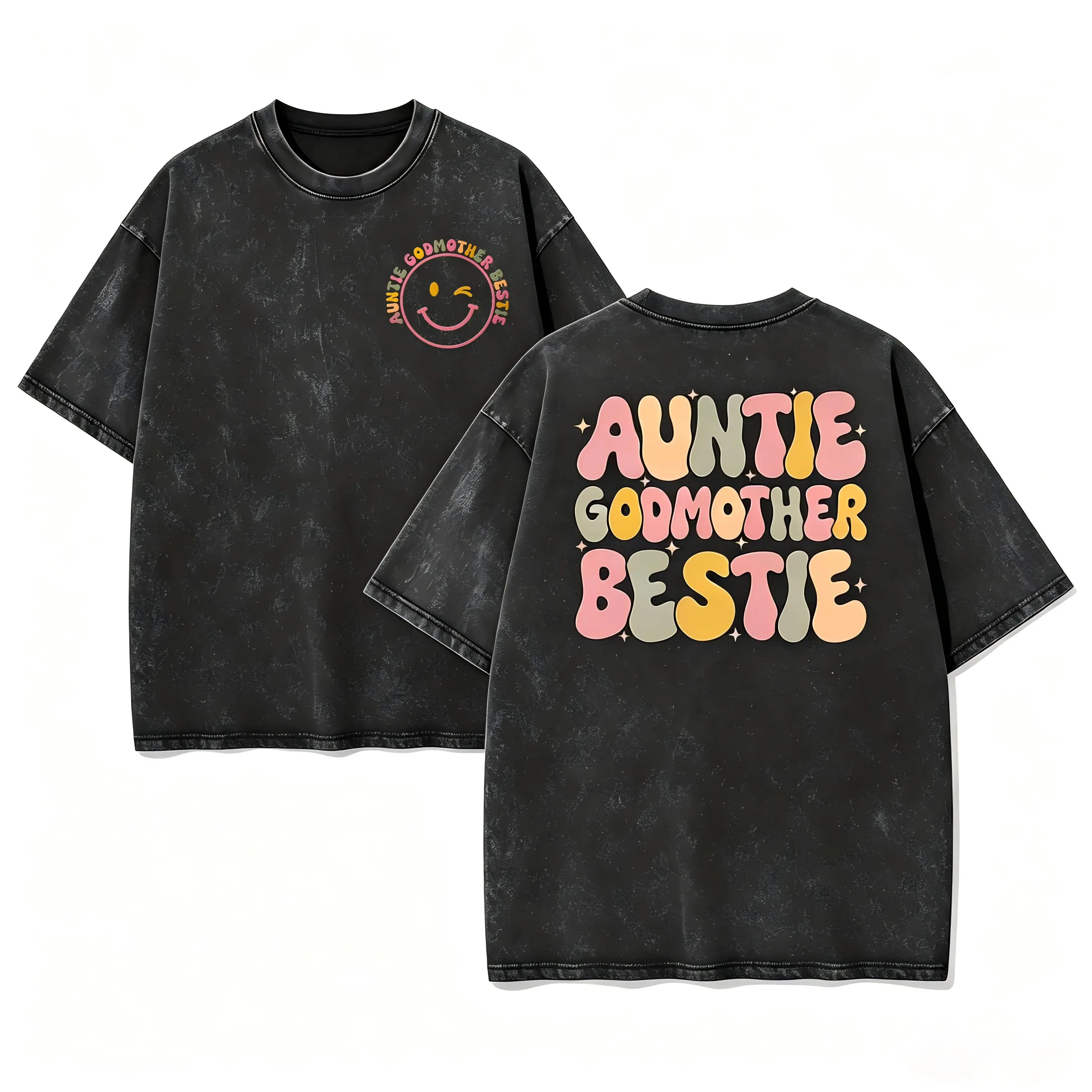 Vintage Washed Auntie Godmother Bestie Shirt, Cute Godmother & Aunt Gift Tee