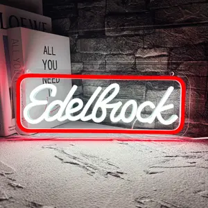 Edelbrock Engines Hot Rod Neon Sign, USB Powered Neon Sign, Novelty Lighting for Home Living Room Bedroom, Home Decor