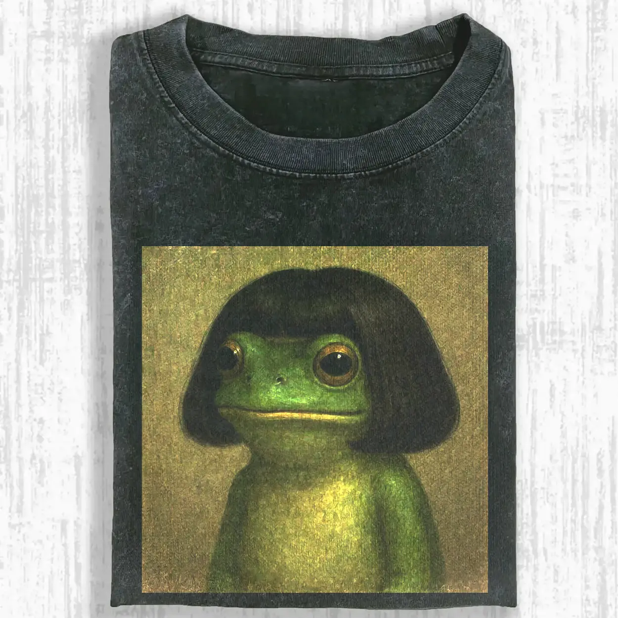 Frog with Bob Haircut Meme Shirt, Funny Frog Art Shirt, Quirky Animal Meme Tee, Hilarious Frog Lover Gift, Unisex Funny T-shirt