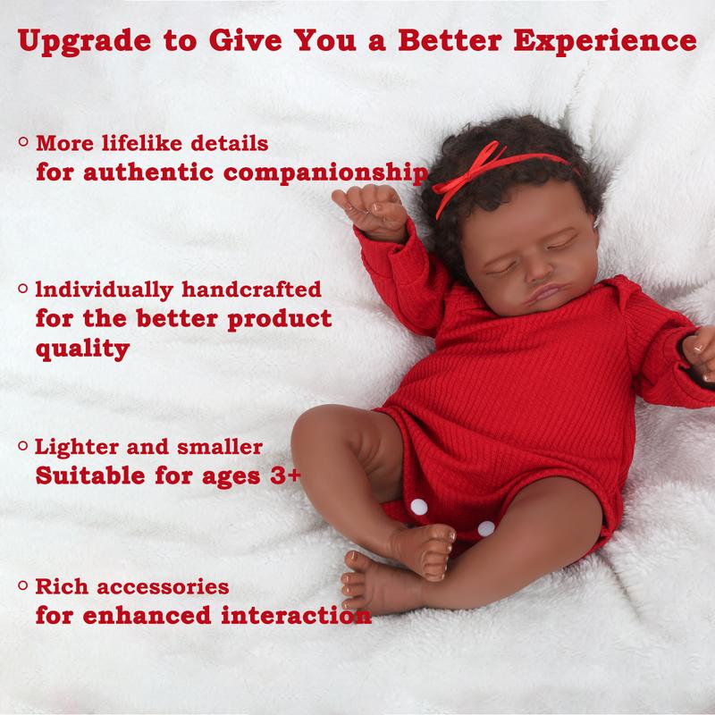 [WOOROY] Reborn Baby Doll - 20 In Black & Brown Skin & African American Skin Doll Rosalie, Soft Cloth Body, Short Curly Hair, Birthday & Christmas Gift for Kids 3+ Reborndolls