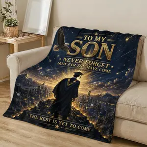 Inspirational Graduation Flannel Throw Blanket for Son from Mom Dad, Soft Eagle Night Sky Design Blanket, Gift for Teen Boys Men outdoorfun