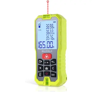 165ft Digital Laser Distance Meter with 2 Bubble Levels 2" Backlit LCD High Precision Laser Measuring Tool for Area Volume Pythagoras Measurement Mute Battery Included