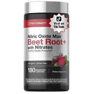Horbäach Nitric Oxide Beet Root Capsules | 180 Count | with Nitrates and Precursor | for Men and Women | Vegetarian, Non-GMO, Gluten Free Supplement