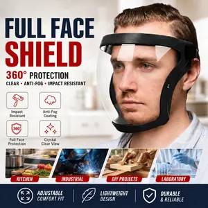 Transparent Visor Adjustable Full-Face Protective Shield -  Adjustable Protective Safety Mask with Drawstring Fit, Heat Resistant Visor Splash Guard for Kitchen Cooking & Daily Work