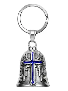 Motorcycle Bell Keychain, Fairy Guardian Motorcycle Keychain, Neutral Cross Bell, Biker Bicycle Bell, Lucky Riding Guardian Bell, Keychain Charm