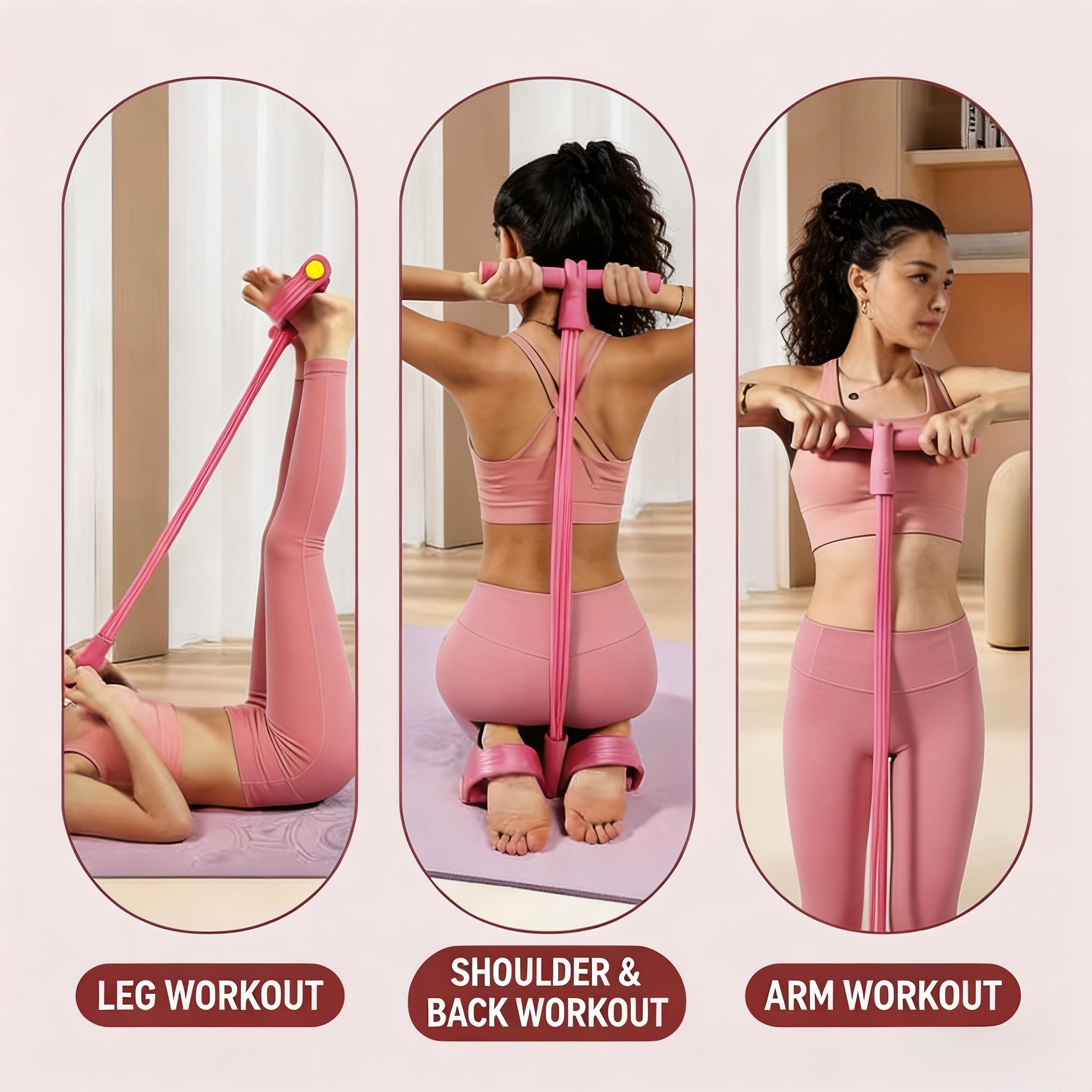 $1.99 6-Tube Pedal Puller with Free Figure-8 Resistance Rope Gift - Lightweight Fabric Workout Bands, Stretch Bands for Lower Body, Upper Body, Arm Workout for Women, Outdoor Fitness Equipment