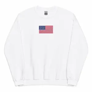 American Flag Embroidered Unisex Sweatshirt, Patriotic USA Crewneck, 4th of July Outfit for Him or Her