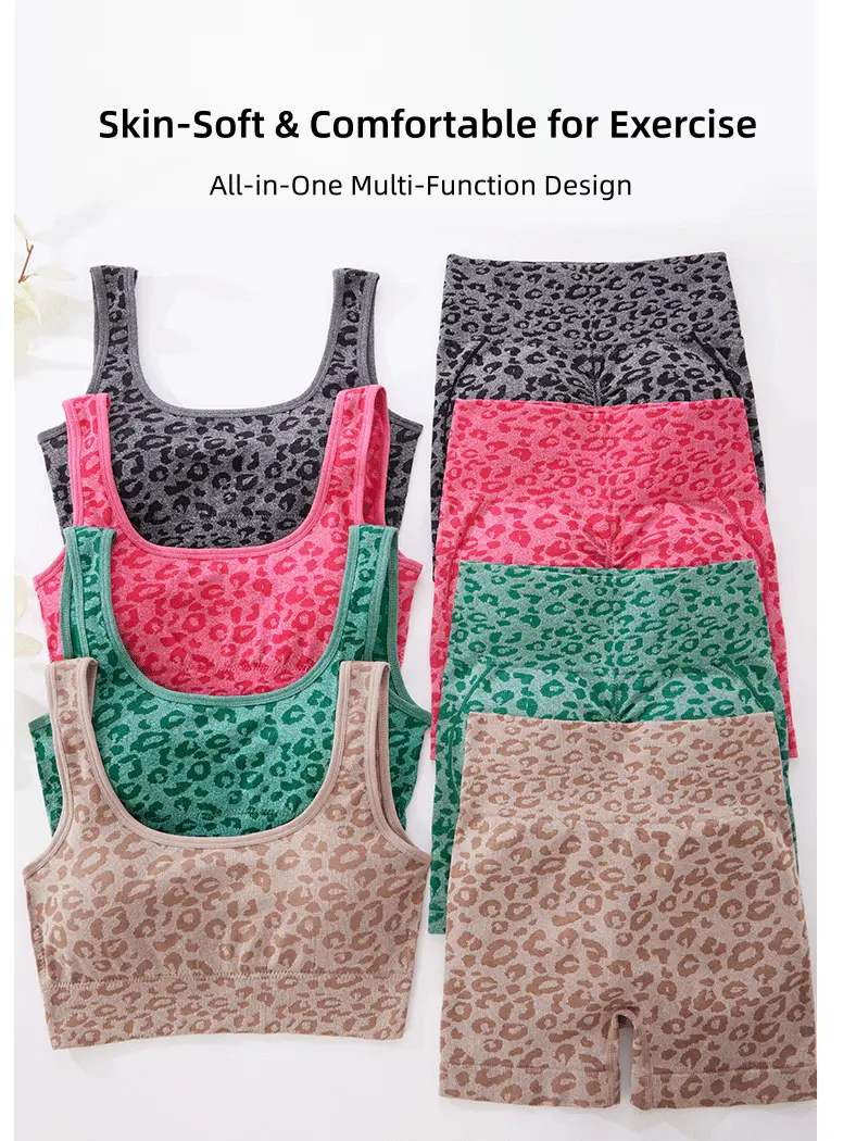 Product Introduction of VVL Women's Solid Wide-Strap Cami Backless Top & High Waist Leopard Print Yoga Set, Sporty Comfy Breathable Outfits for Yoga Gym Workout Running,Breathable Seamless Gym Training for All Seasons 15