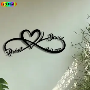 1pc Infinity Heart with Names Metal Wall Art, Personalized Heart Statue Mural, Intricate Craftsmanship, Perfect for Valentines Day, Anniversary Decor, Perfect for Bedroom Living Room Wedding Venue Decor, Ideal Gift for Romantic Decor Enthusiasts.