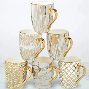 Elegant Set of 6 Gold Plated Mugs