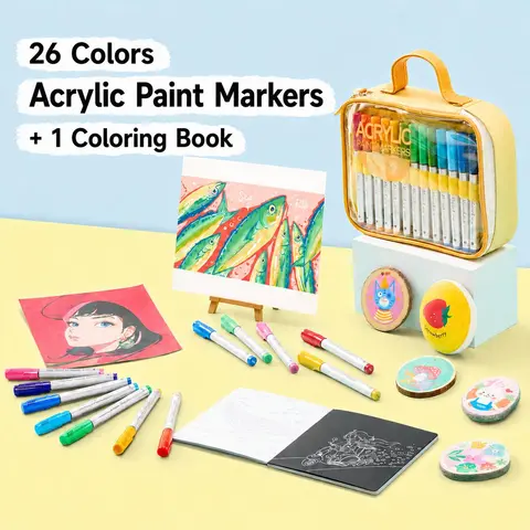 Shuttle Art 26/96 Coloring Set, Brush Tip Crafting Supplies for Rock Painting, DIY Painting on Ceramic, Wood