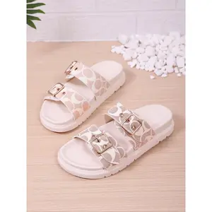 Women's Thick Sole Toe-Open Sandals, Adjustable Buckle Design, Comfortable Casual Slippers Walking Shoes, Perfect for Summer Daily Shopping and Outdoor ActivitiesRAIMENTRY