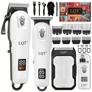 4PCS Men's Grooming Kit - Electric Hair Clipper, Beard Trimmer, Nose Hair Trimmer, Electric Shaver, Zero Gap Trimmer, LED Display, USB Rechargeable, Cordless Hair Cutting Kit for Home Car Travel, Holiday Gift for Men