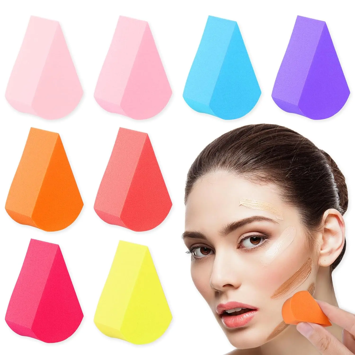 8 Pcs Makeup Sponge Beauty Face Paint Sponge Reusable Cosmetic Petal ...