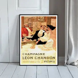 Champagne Art Leon Chandon Print, Vintage Advertisement Poster, Champagne wall, Vintage food & drink poster, Bar poster Restaurant decoration