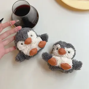 Plush 3D Penguin Case For AirPods1/2/3/Pro | 3D Penguin Design + Soft Fur Texture | Full Protection + Portable Buckle | Daily Commute/Outing Cute Healing Style