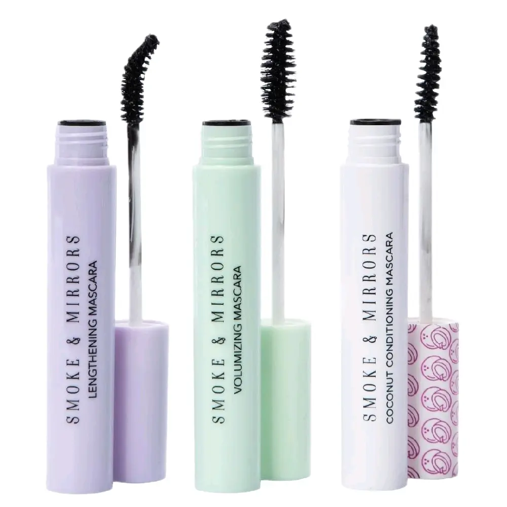 Smoke & Mirrors Clean Beauty 3 pc Mascara Set Lengthening Volumizing & Conditioning Infused with Real Coconut Oil