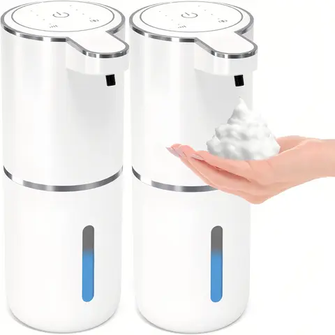Automatic Touchless Foaming Anti-Leak Soap Dispenser - USB-C Rechargeable Wall Mounted, 4 Adjustable Foam Levels, IPX5 Waterproof, Induction Sensor, Contemporary Minimalism, Cost-Effective Battery, Easy Refill Level Monitoring for Home Bathroom & Kitchen