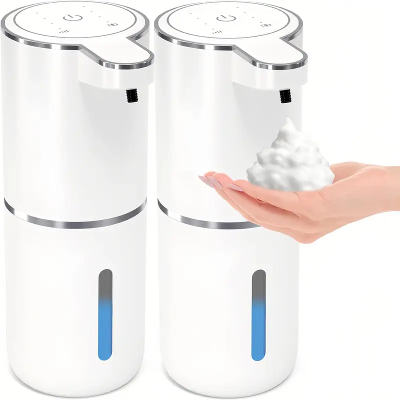 Automatic Touchless Foaming Anti-Leak Soap Dispenser - USB-C Rechargeable Wall Mounted, 4 Adjustable Foam Levels, IPX5 Waterproof, Induction Sensor, Contemporary Minimalism, Cost-Effective Battery, Easy Refill Level Monitoring for Home Bathroom & Kitchen