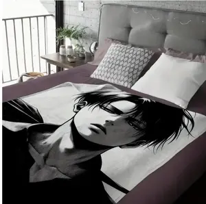 Levi Ackerman Anime Character Flannel Throw Blanket, All-Season Cozy Glam Style, Multipurpose Home Decor Accessory, Attack On Titan Anime Blanket