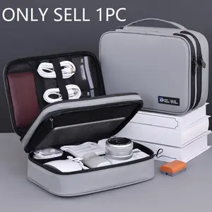 Multifunctional Dual-Layer Digital Storage Bag, Portable Data Cable Mouse Earphone Charger Case, Travel Makeup Beauty Wash Bag