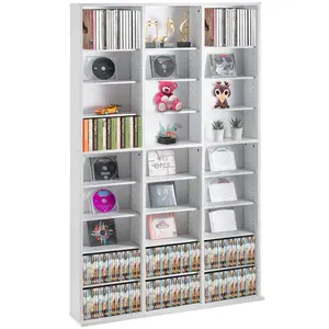 White Media Storage Cabinet With 9-Tier DVD Shelf, Holds Up To 756 CDs, Adjustable 27-Compartment CD Shelves, Protects And Organizes Music, Movies, Video Games, Memorabilia And Collectibles, Durable Finish