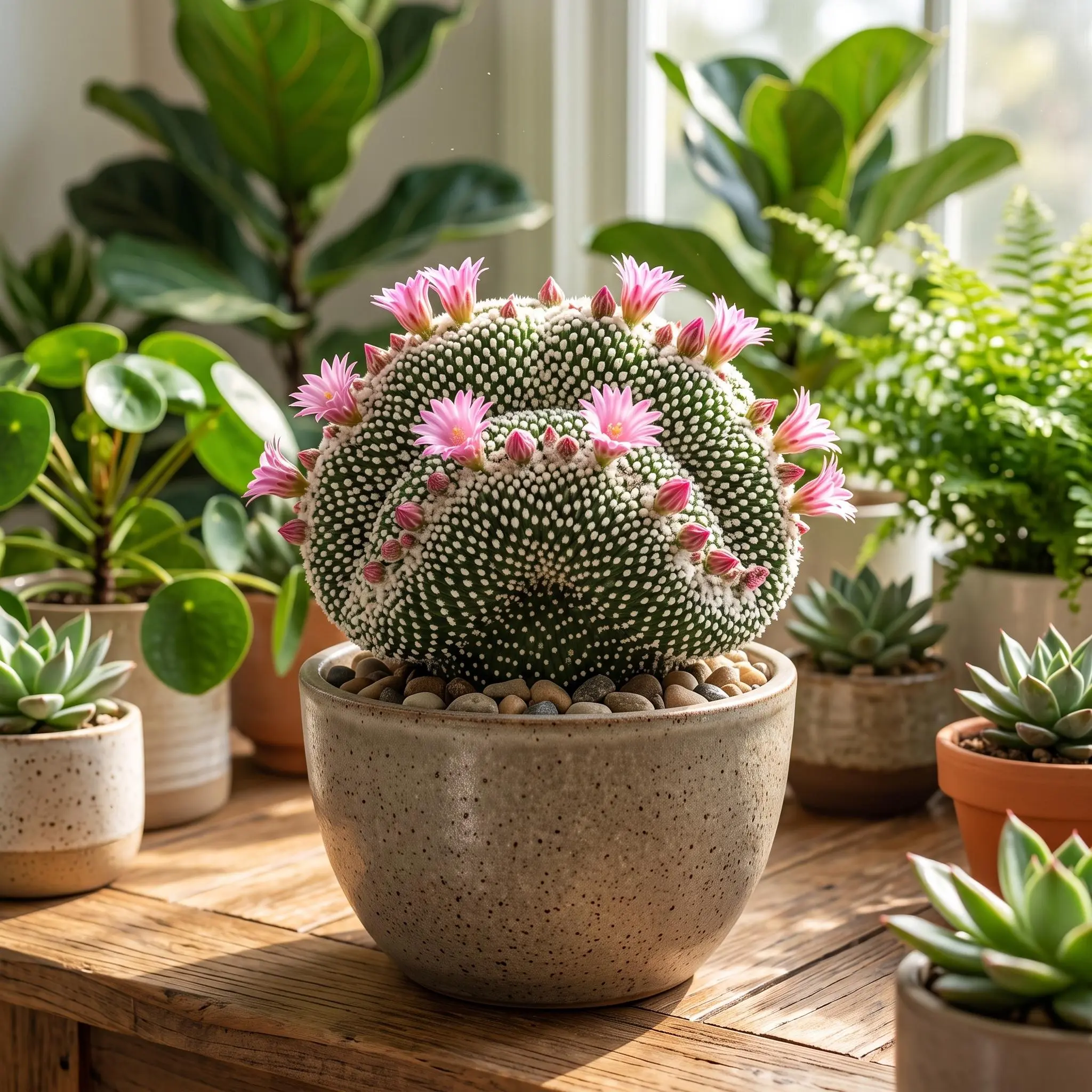 Blossfeldia liliputana Cristata - Tiny Mini Cactus, Unique Sculptural Succulent Plant for Home Garden Supplies