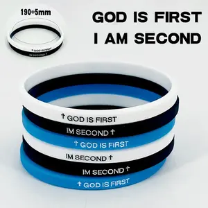 6-pack-GOD IS FIRST BRACELET I AM SECOND Motivational Message man BRACELET Thin style Religious Easter Gifts
