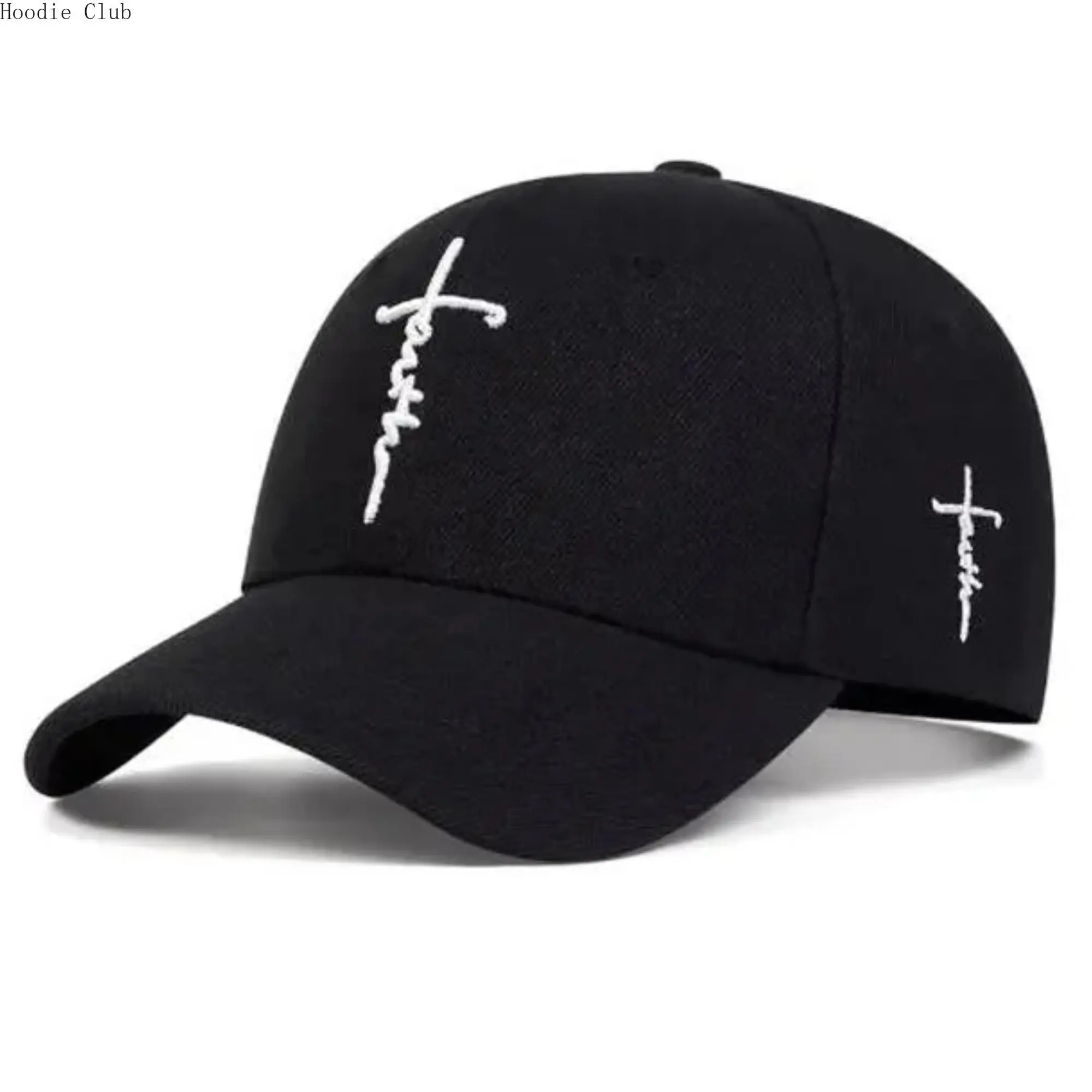 2-Pack Unisex Cotton Snapback Caps, Stylish Faith-Embroidered Trucker Hat, Adjustable Breathable Sports Sun Hat for Outdoor Travel, Sports Cap, Snapback Black Caps