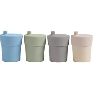 WeeSprout Bamboo Grow-With-Me Sippy Cups with Lids, 10 oz, Set of Four, Babies Kids & Toddlers, Made With Bamboo & 100% Silicone