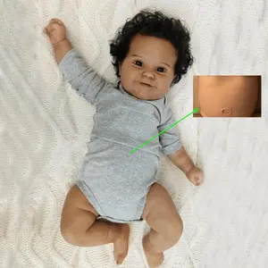 Lifelike Black Skin Baby Doll - 50cm (20inch) Full Vinyl Body Newborn, Rebirth Maddie Smiling Toddler Girl Bath Toy, Birthday Gift from Rebirth Doll Toy Store, Newborn Baby Doll