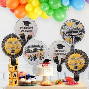 20pcs 10-Inch Graduation Balloons, Indoor Party Decor, Round Shape Aluminum Foil Balloons, Graduation Ceremony Theme Decoration