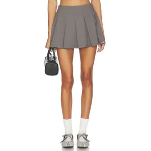 Gold Hinge Courtside Pleated Tennis Skirt in Charcoal