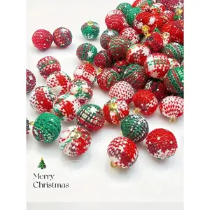 20pcs Mini Christmas Ball Ornaments,Plaid Christmas tree ornaments,DIY Craft Supplies, Suitable For Miniature Landscape Jewelry Making And Holiday Party Gifts, Christmas Tree Decor, Winter Wonderland Decorations, Outdoor Christmas Decorations