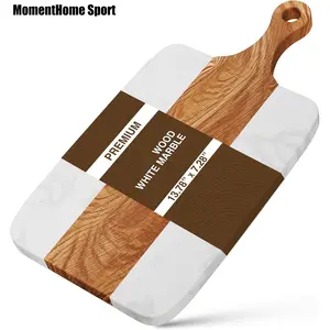 Marble cutting board, deli board with handle, marble cutting board, luxury deli serving board | Manual easy-grip handle appetizer plate display case, suitable for steaks, cheeses, burgers and cookies, perfect for gifting.