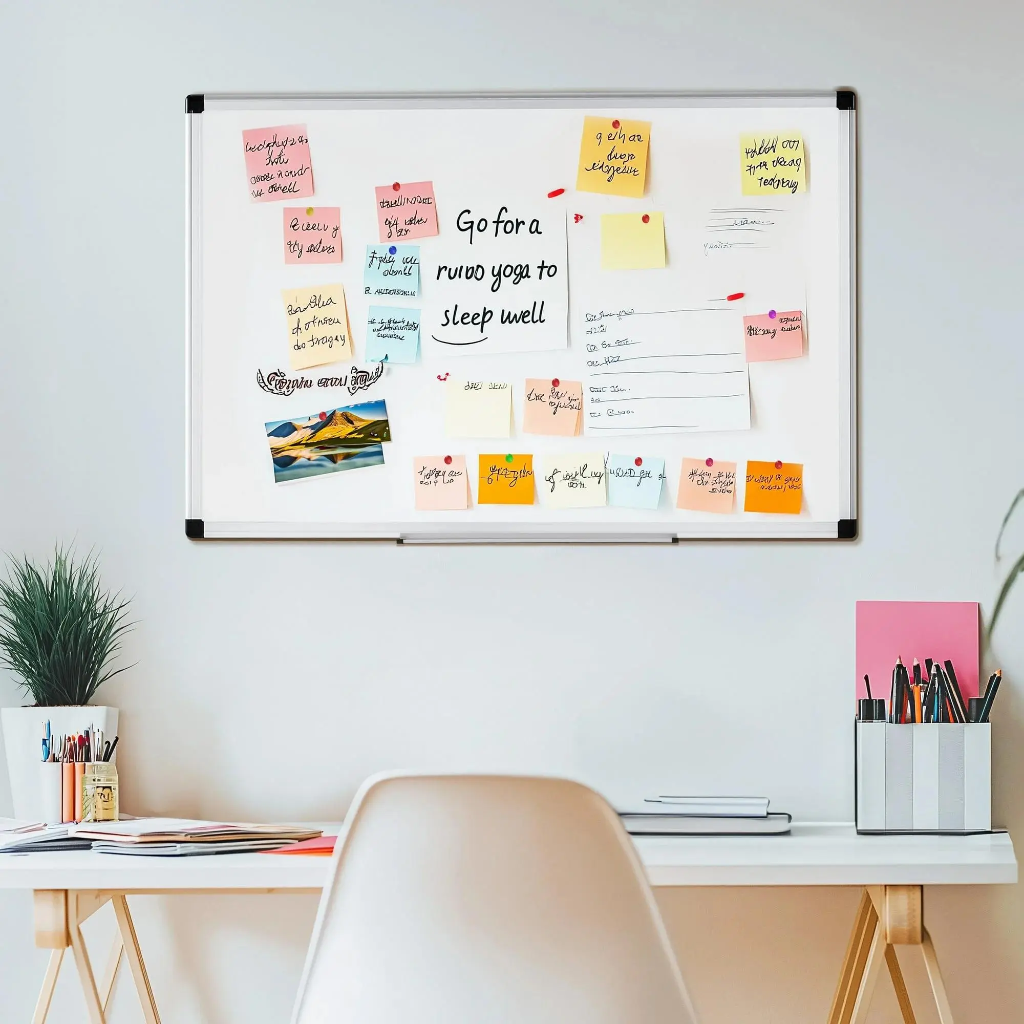 Magnetic Dry-Erase Whiteboard Kit with Silver Reinforced Aluminum Frame, Includes 1 Dry Eraser, 2 Multi-Color Markers & 4 Magnetic Pins, Smooth Non-Magnetic Surface for Easy Writing & Wiping, Ideal for Offices, Classrooms